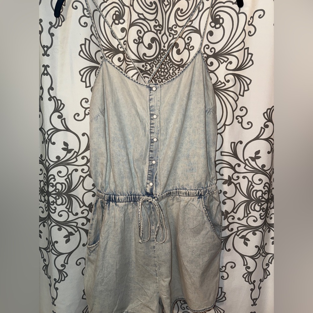 Charlotte Russe light wash denim romper